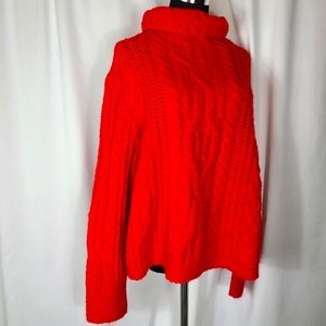 RED CABLE KNIT SWEATER